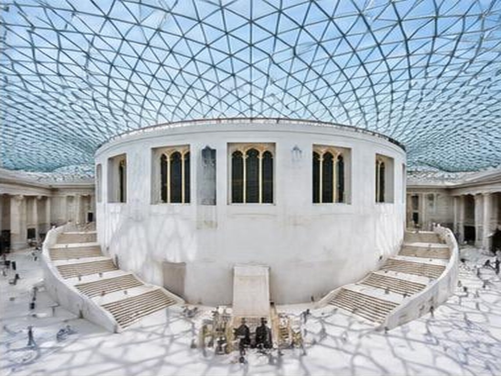 The glass-roofed Great Court inside the British Museum