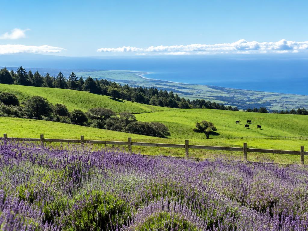 Lavender fields and pastures in Upcountry Maui