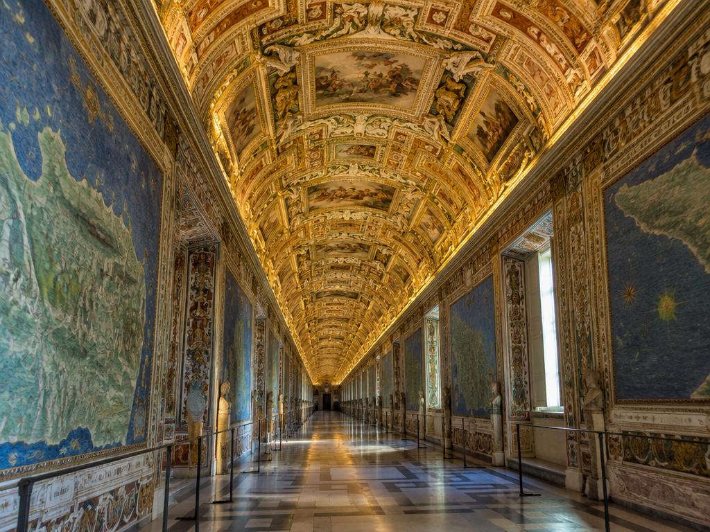 Gilded vaulted ceiling of the Gallery of Maps in the Vatican Museums