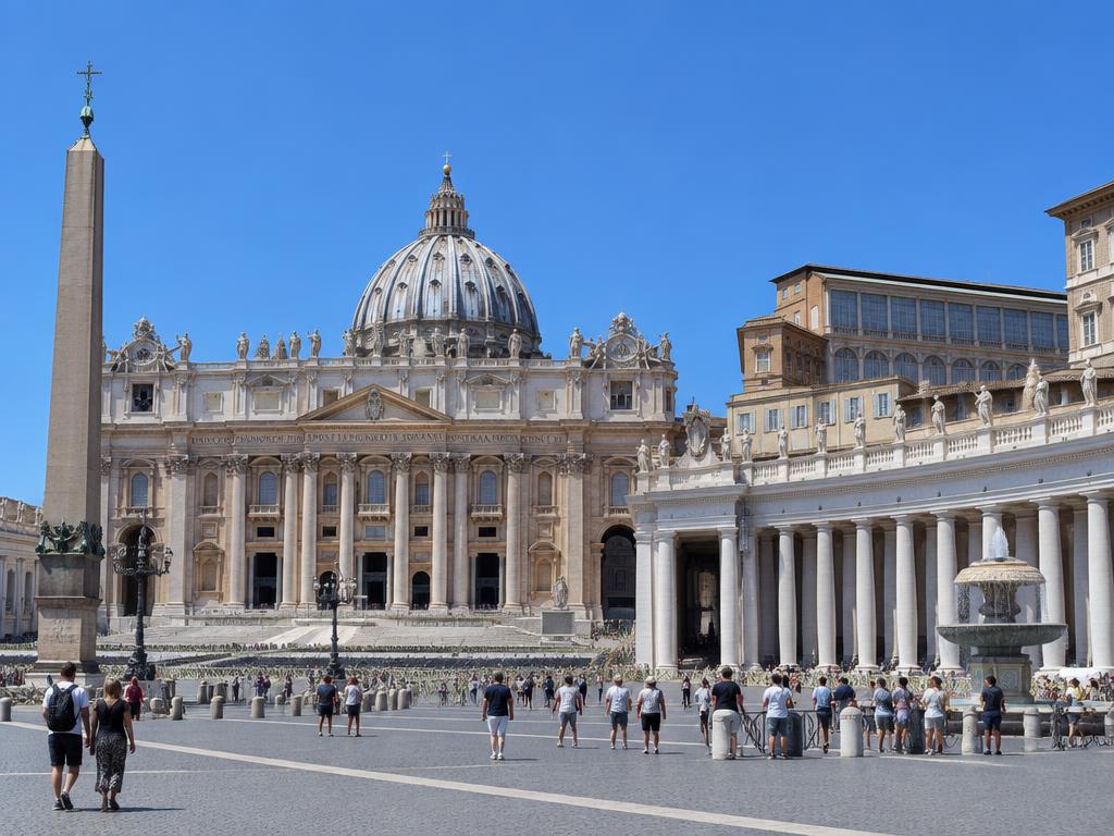 St. Peter's Basilica and the colonnade of St. Peter's Square, Vatican City